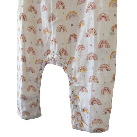 Nola Tawk Muslin Romper Chase Rainbows 2T Organic Cotton White Multicolor NWT - Picture 11 of 16